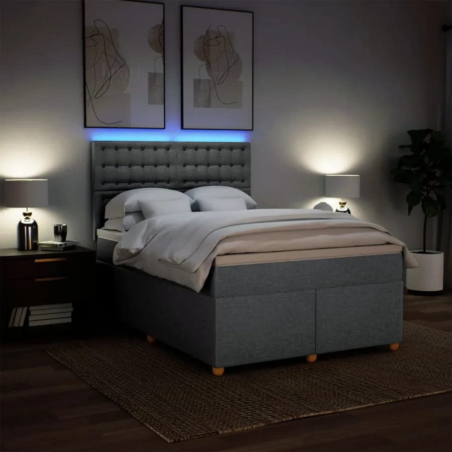 Sommier à lattes de lit avec matelas Gris clair 140x200cm Tissu - 5