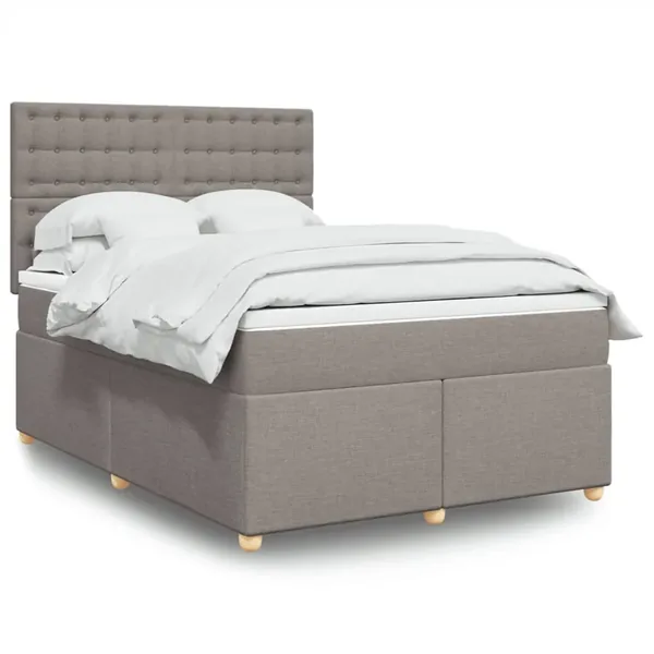 Sommier à lattes de lit avec matelas Taupe 140x190 cm Tissu