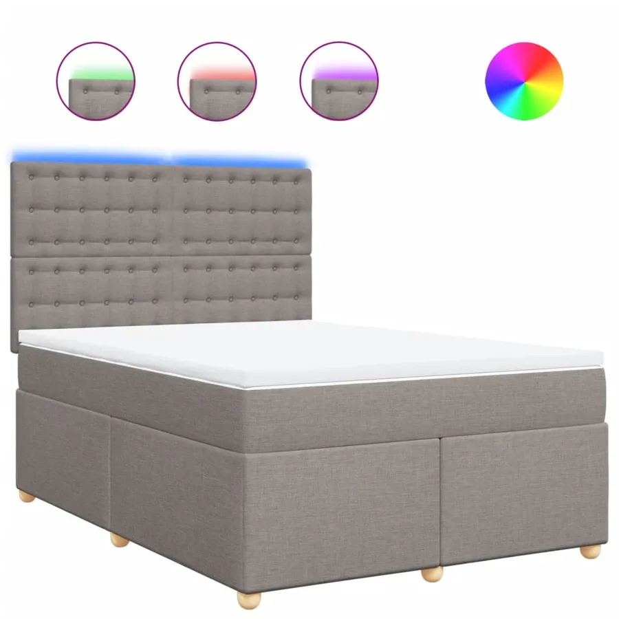 Sommier à lattes de lit avec matelas Taupe 140x190 cm Tissu - 2