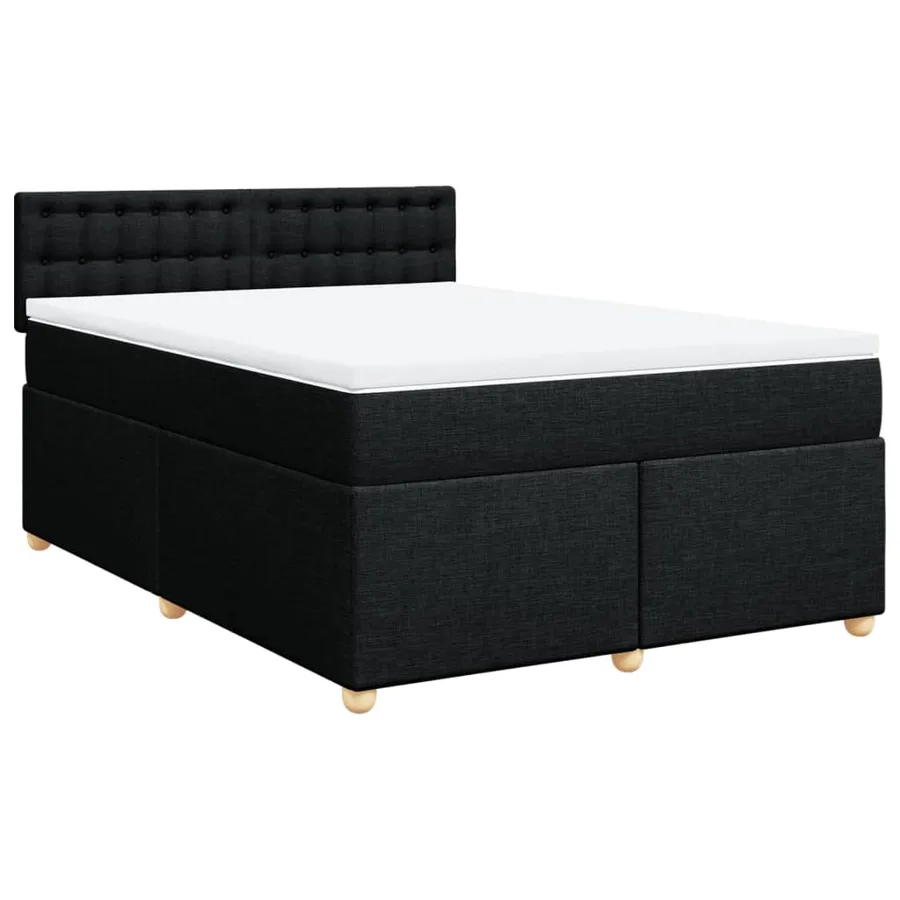 Sommier à lattes de lit avec matelas Noir 160x200 cm Tissu - 2