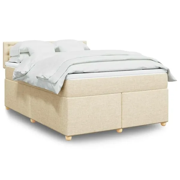 Sommier à lattes de lit avec matelas Crème 140x190 cm Tissu