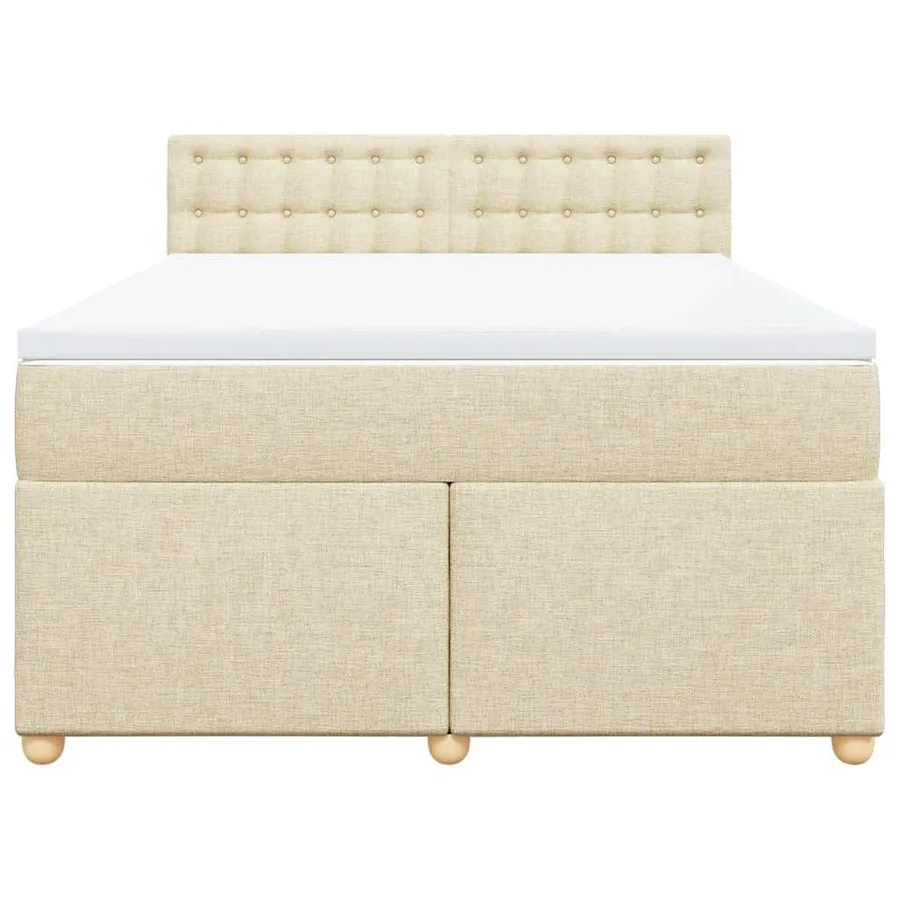 Sommier à lattes de lit avec matelas Crème 140x190 cm Tissu - 4