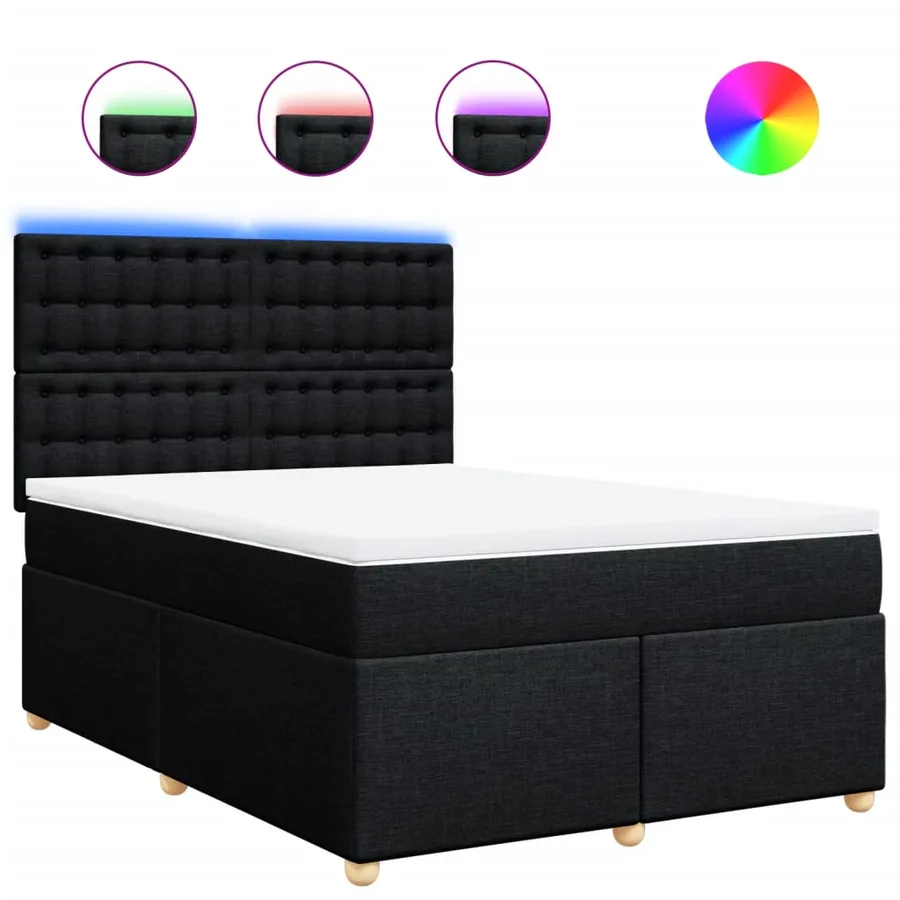 Sommier à lattes de lit avec matelas Noir 140x190 cm Tissu - 2