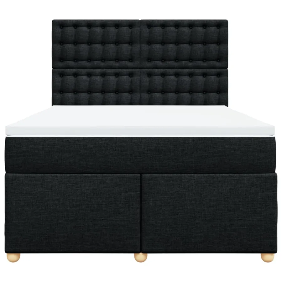 Sommier à lattes de lit avec matelas Noir 140x190 cm Tissu - 6