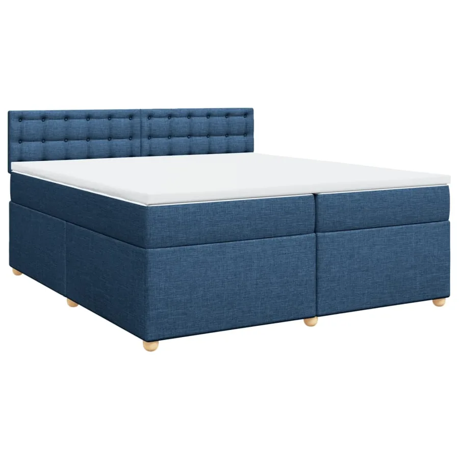 Sommier à lattes de lit avec matelas Bleu 200x200 cm Tissu - 3