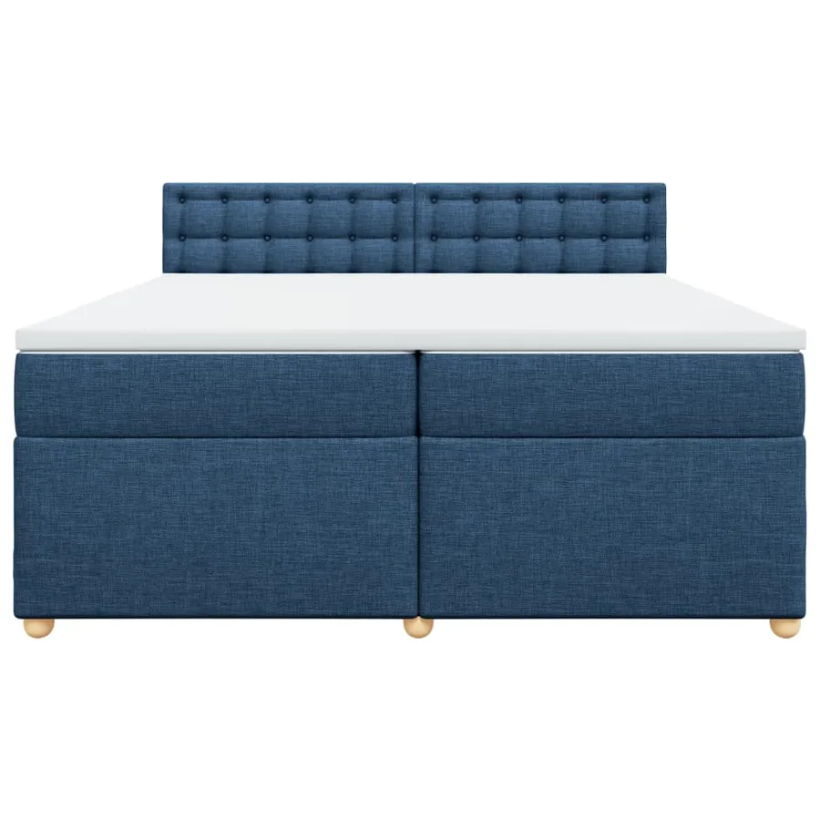 Sommier à lattes de lit avec matelas Bleu 200x200 cm Tissu - 6