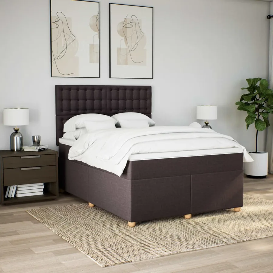Sommier à lattes de lit avec matelas Marron foncé 160x200 cm - 4