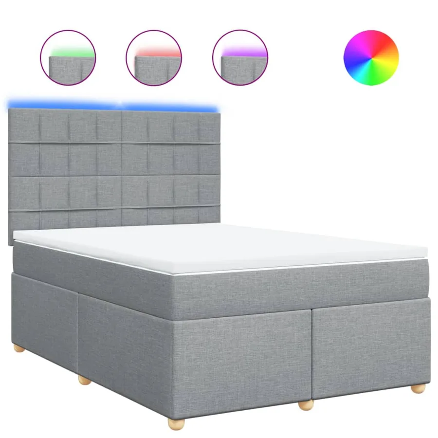 Sommier à lattes de lit avec matelas Gris clair 140x200cm Tissu - 2