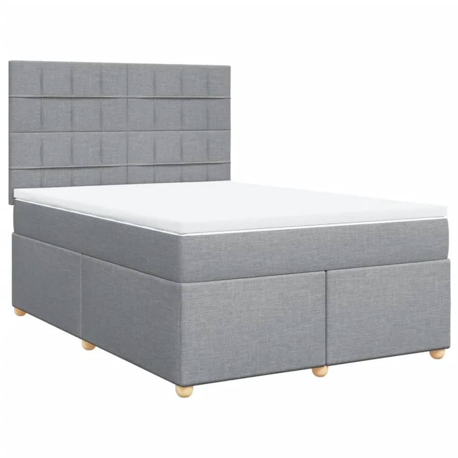 Sommier à lattes de lit avec matelas Gris clair 140x200cm Tissu - 3