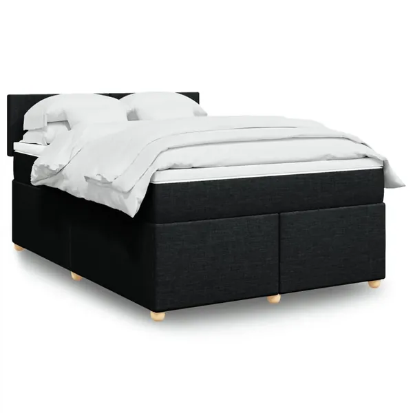 Sommier à lattes de lit avec matelas Noir 160x200 cm Tissu