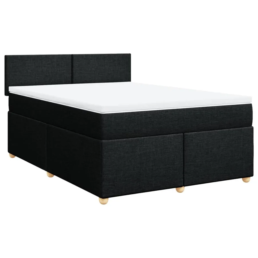 Sommier à lattes de lit avec matelas Noir 160x200 cm Tissu - 2