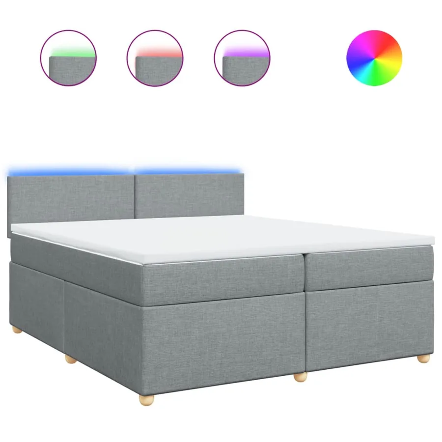 Sommier à lattes de lit avec matelas Gris clair 200x200cm Tissu - 2