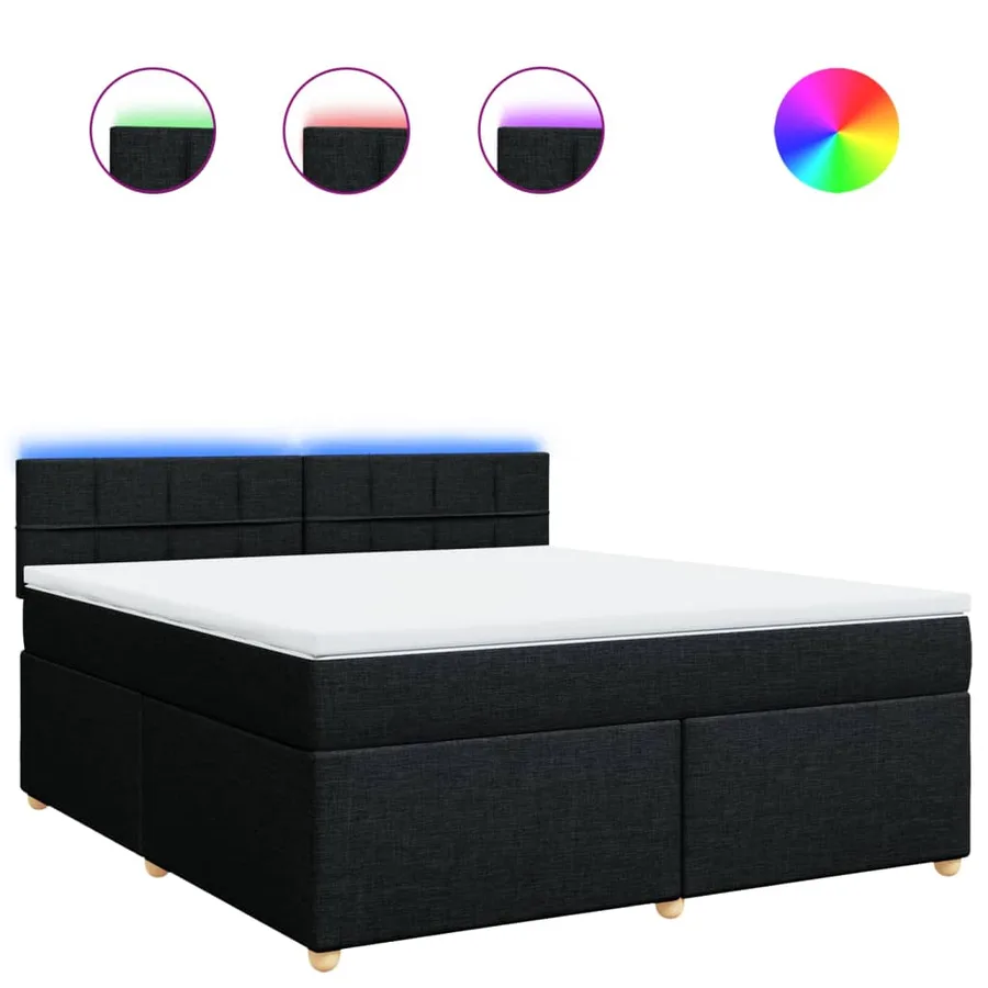 Sommier à lattes de lit avec matelas Noir 180x200 cm Tissu - 2