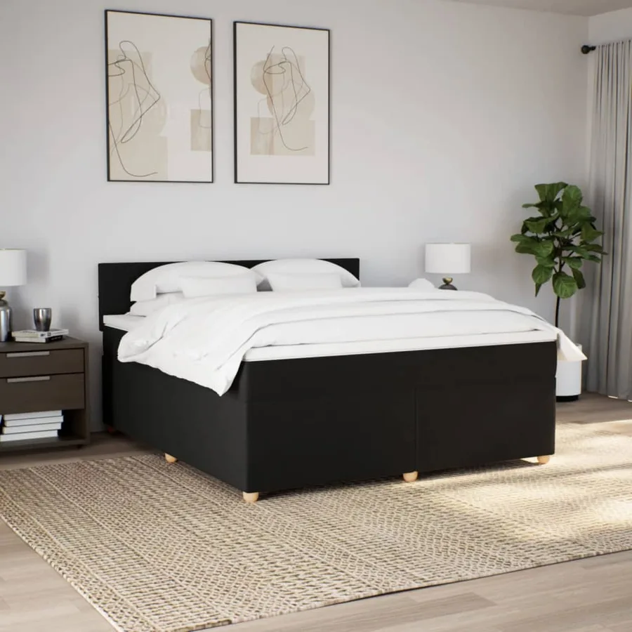 Sommier à lattes de lit avec matelas Noir 180x200 cm Tissu - 4