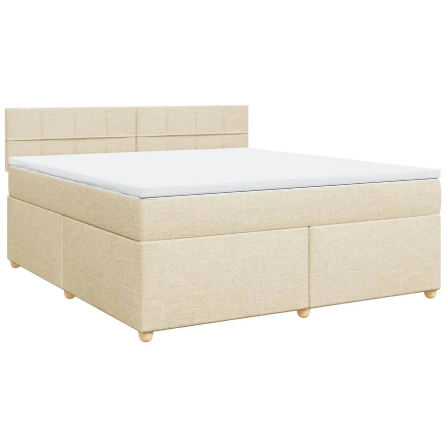 Sommier à lattes de lit avec matelas Crème 180x200 cm Tissu - 2