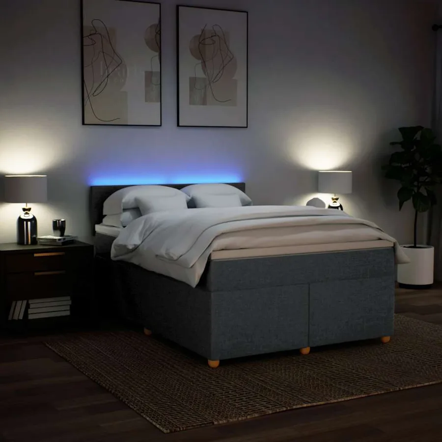 Sommier à lattes de lit avec matelas Gris foncé 140x190cm Tissu - 5