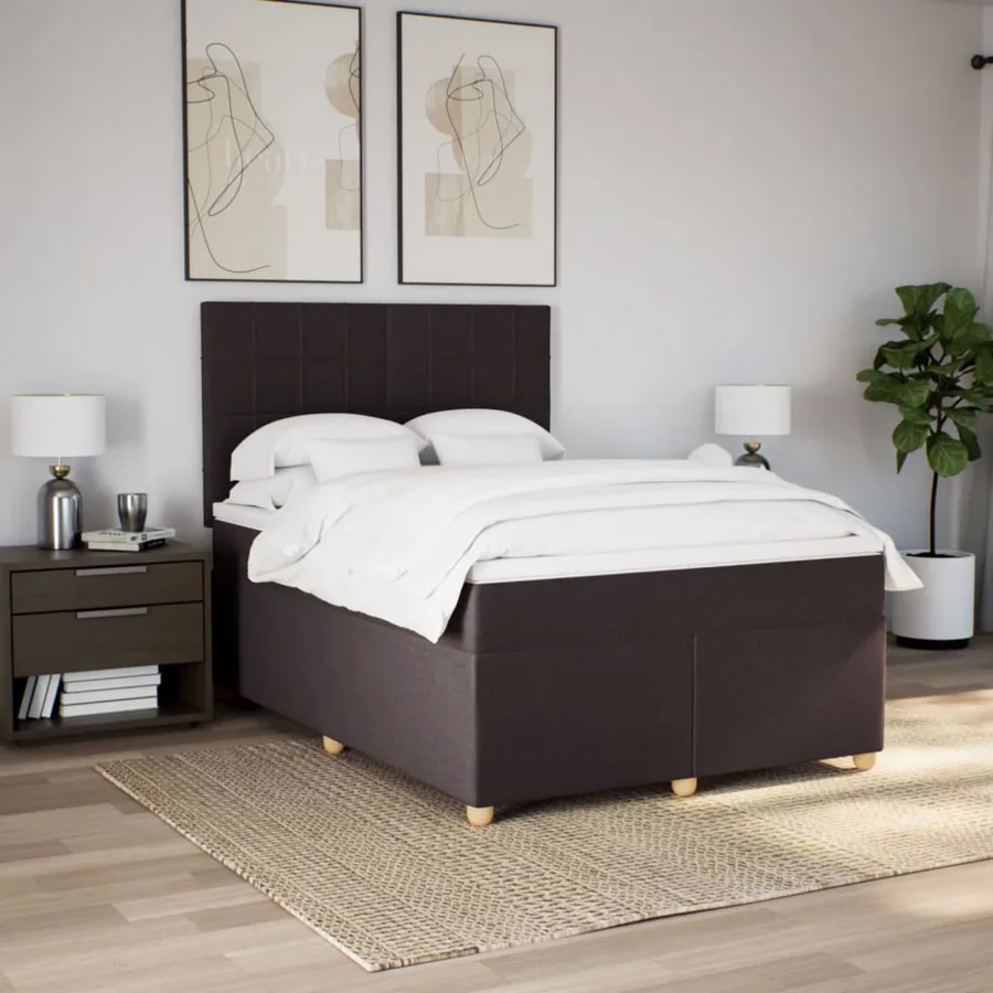 Sommier à lattes de lit avec matelas Marron foncé 140x190 cm - 3