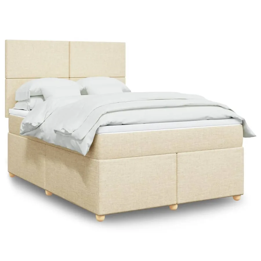 Sommier à lattes de lit avec matelas Crème 140x200 cm Tissu