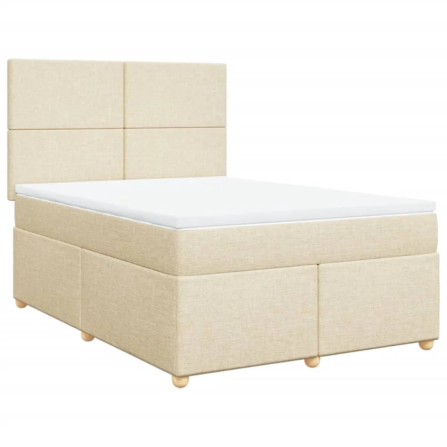 Sommier à lattes de lit avec matelas Crème 140x200 cm Tissu - 2