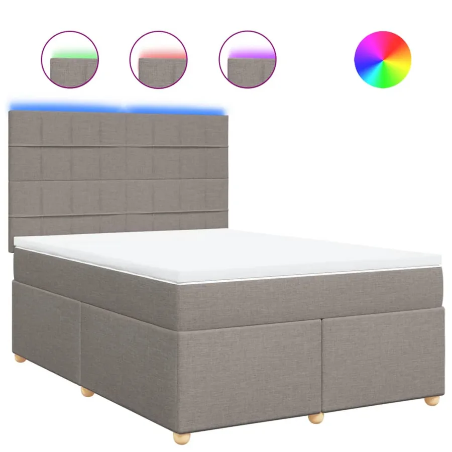 Sommier à lattes de lit avec matelas Taupe 140x190 cm Tissu - 2