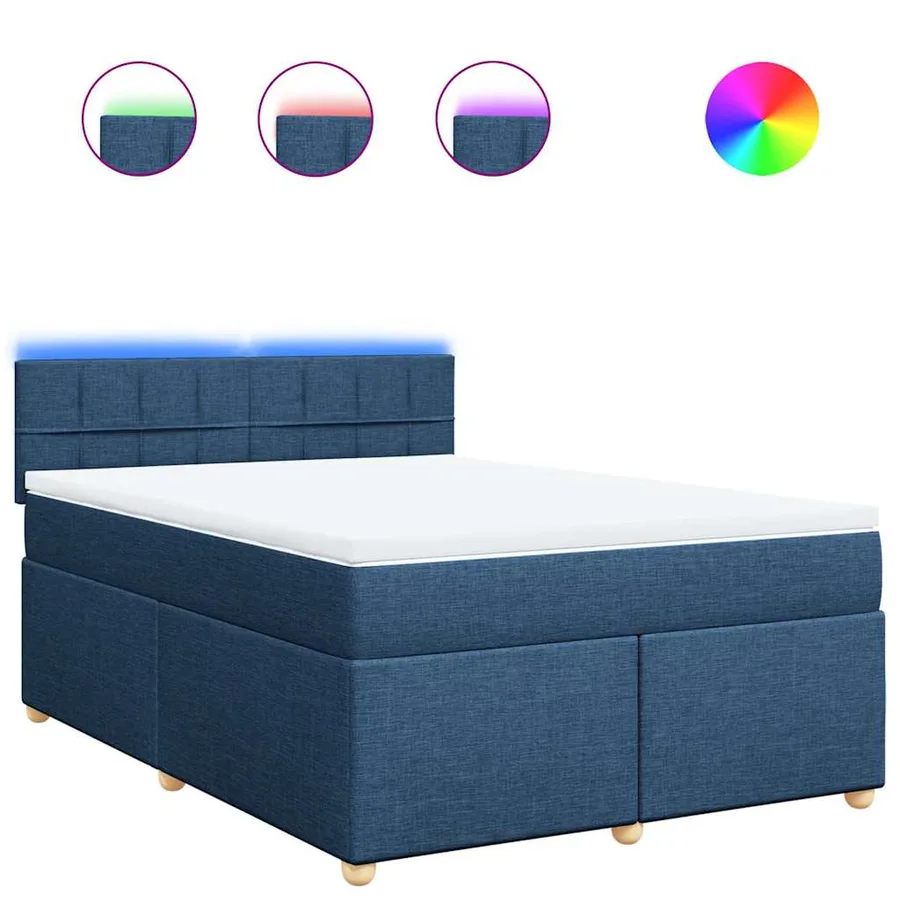 Sommier à lattes de lit avec matelas Bleu 140x190 cm Tissu - 2