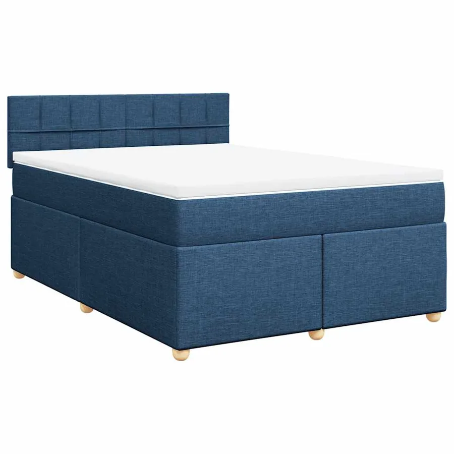 Sommier à lattes de lit avec matelas Bleu 140x190 cm Tissu - 3