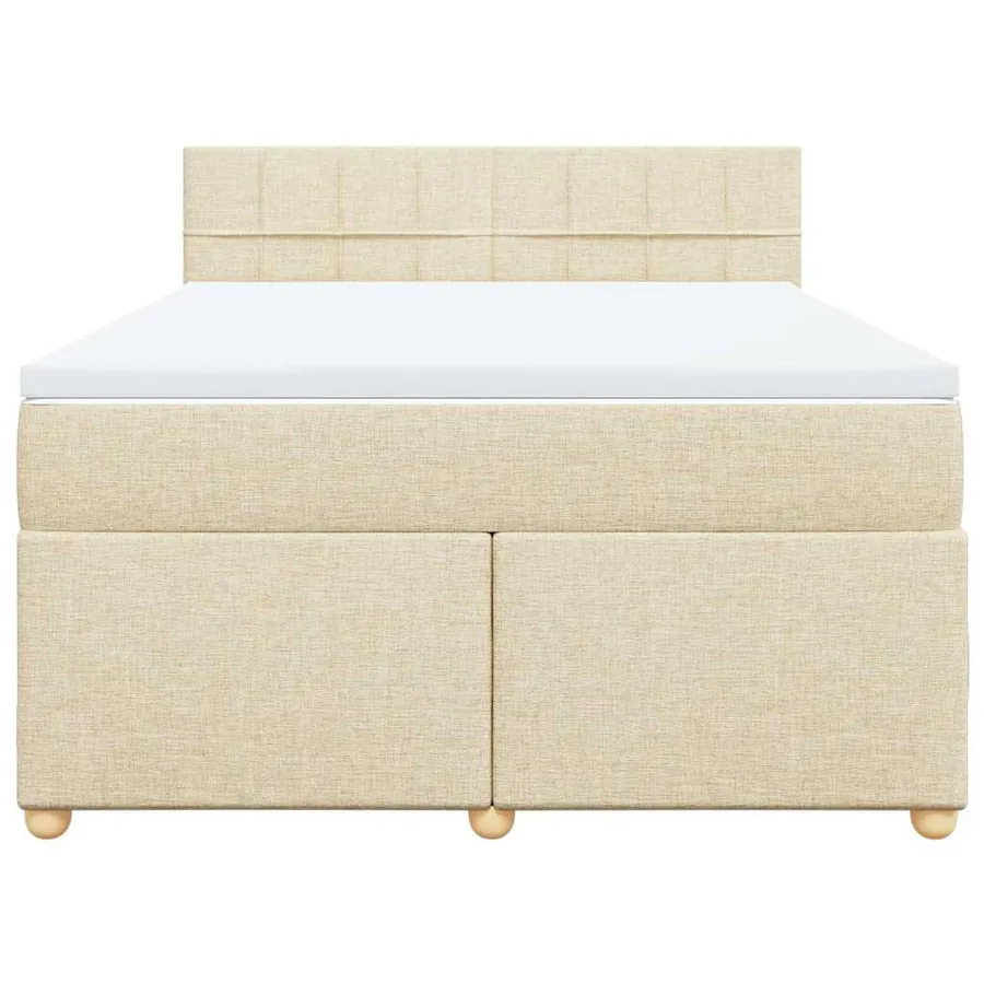 Sommier à lattes de lit avec matelas Crème 140x190 cm Tissu - 4