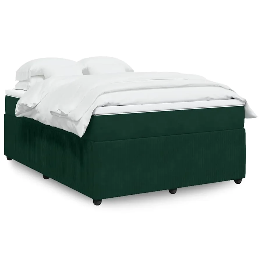 Sommier à lattes de lit et matelas Vert foncé 140x190cm Velours