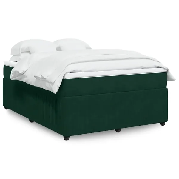 Sommier à lattes de lit et matelas Vert foncé 140x190cm Velours