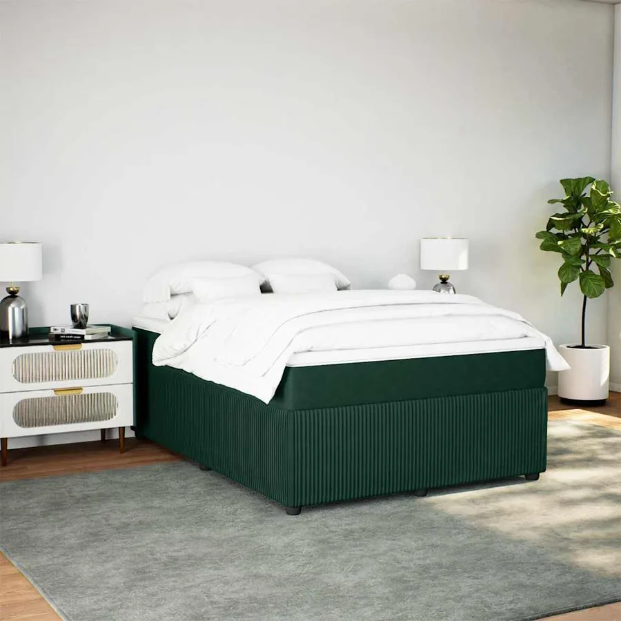 Sommier à lattes de lit et matelas Vert foncé 140x190cm Velours - 3