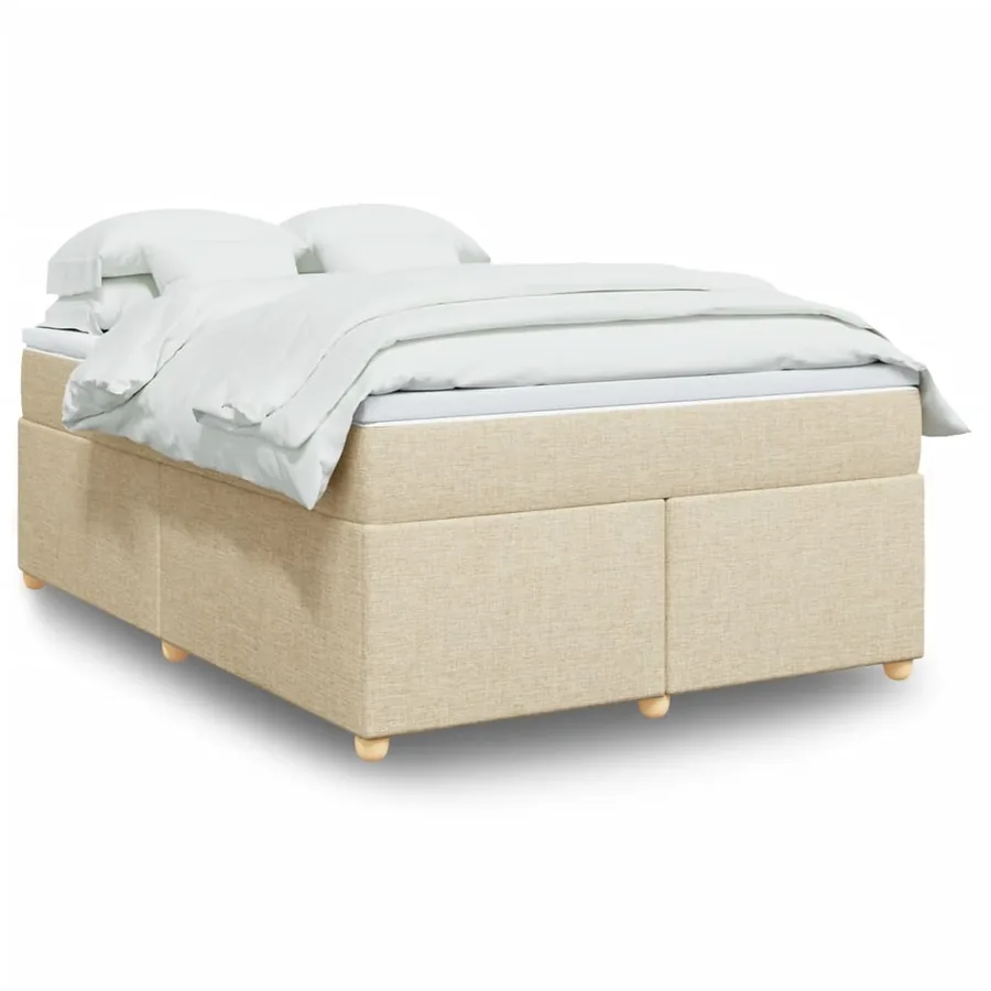 Sommier à lattes de lit avec matelas Crème 140x190 cm Tissu