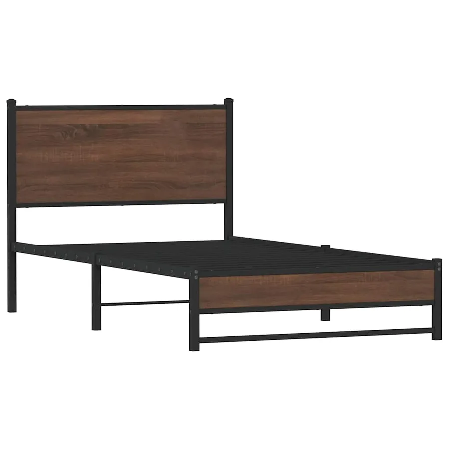 Cadre de lit en métal sans matelas chêne marron 100x200 cm - 3