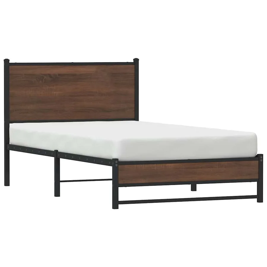 Cadre de lit en métal sans matelas chêne marron 100x200 cm - 4