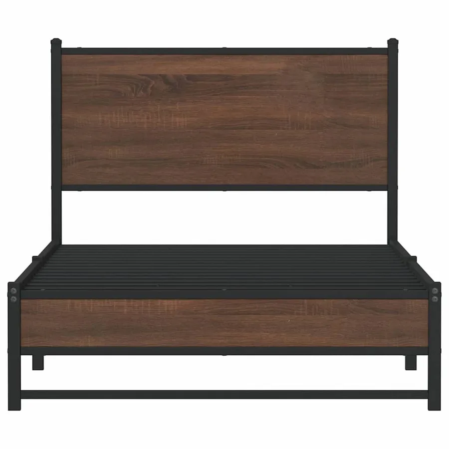 Cadre de lit en métal sans matelas chêne marron 100x200 cm - 5