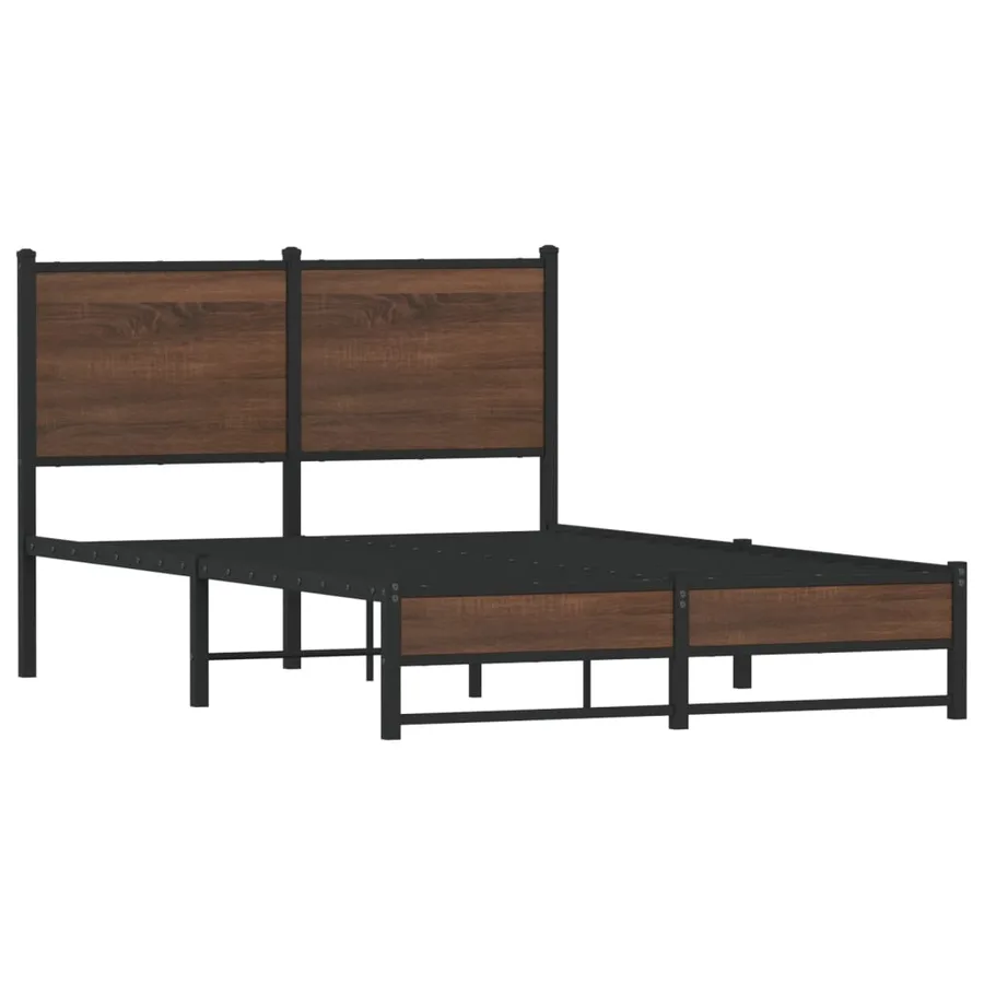 Cadre de lit en métal sans matelas chêne marron 120x190 cm - 3