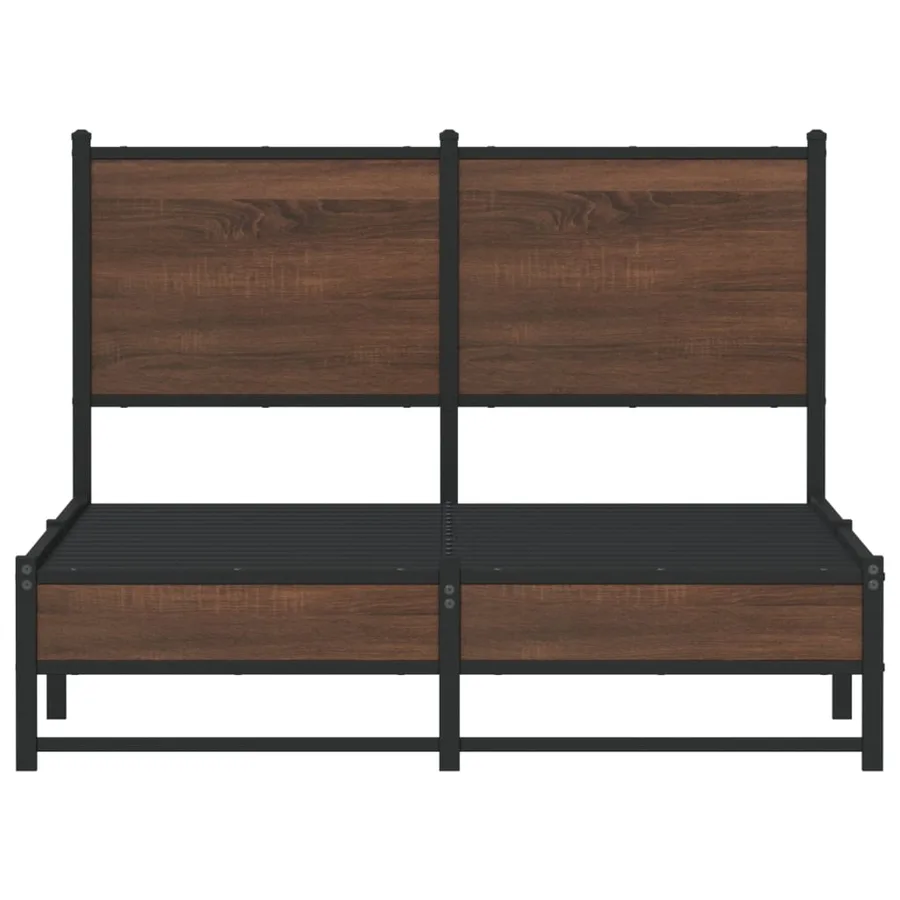 Cadre de lit en métal sans matelas chêne marron 120x190 cm - 5