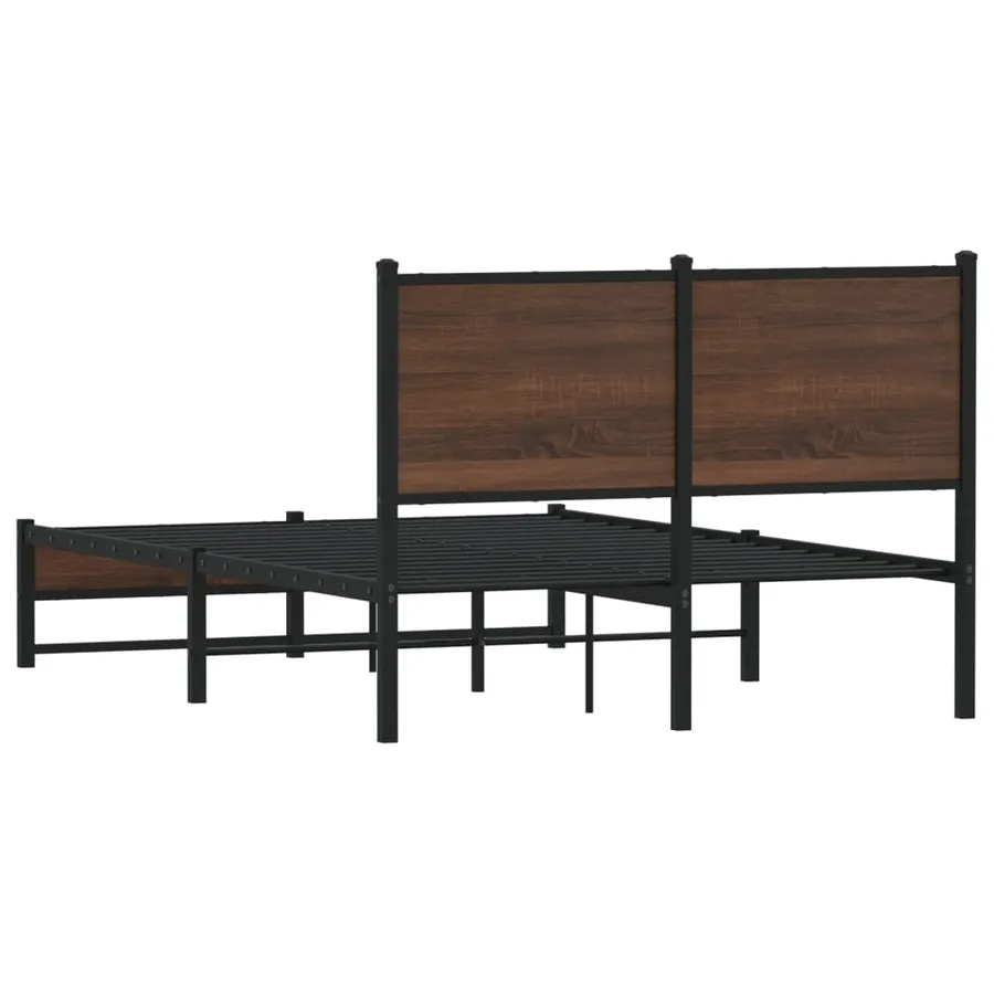 Cadre de lit en métal sans matelas chêne marron 120x190 cm - 7