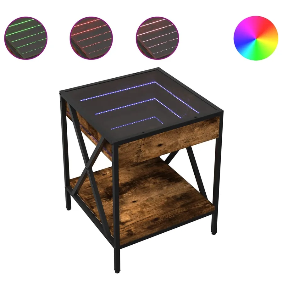 Table basse avec LED Infinity chêne fumé 40x40x49 cm - 2
