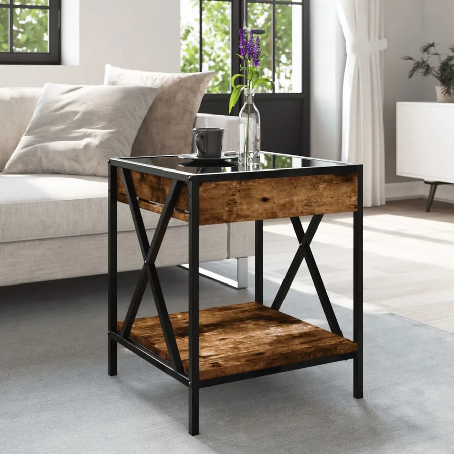 Table basse avec LED Infinity chêne fumé 40x40x49 cm - 4