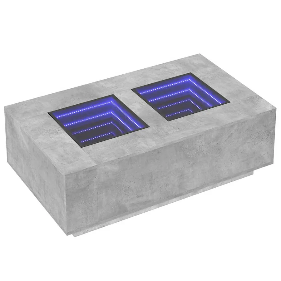 Table basse avec LED infini gris béton 116x69x40 cm - 3