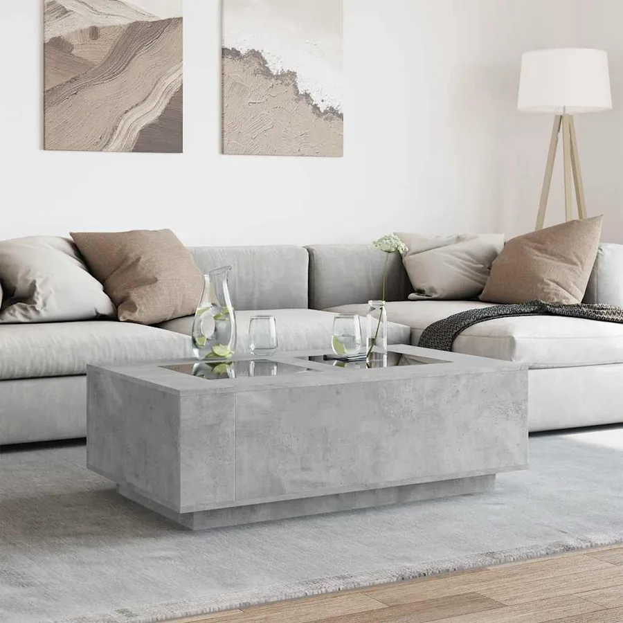 Table basse avec LED infini gris béton 116x69x40 cm - 4