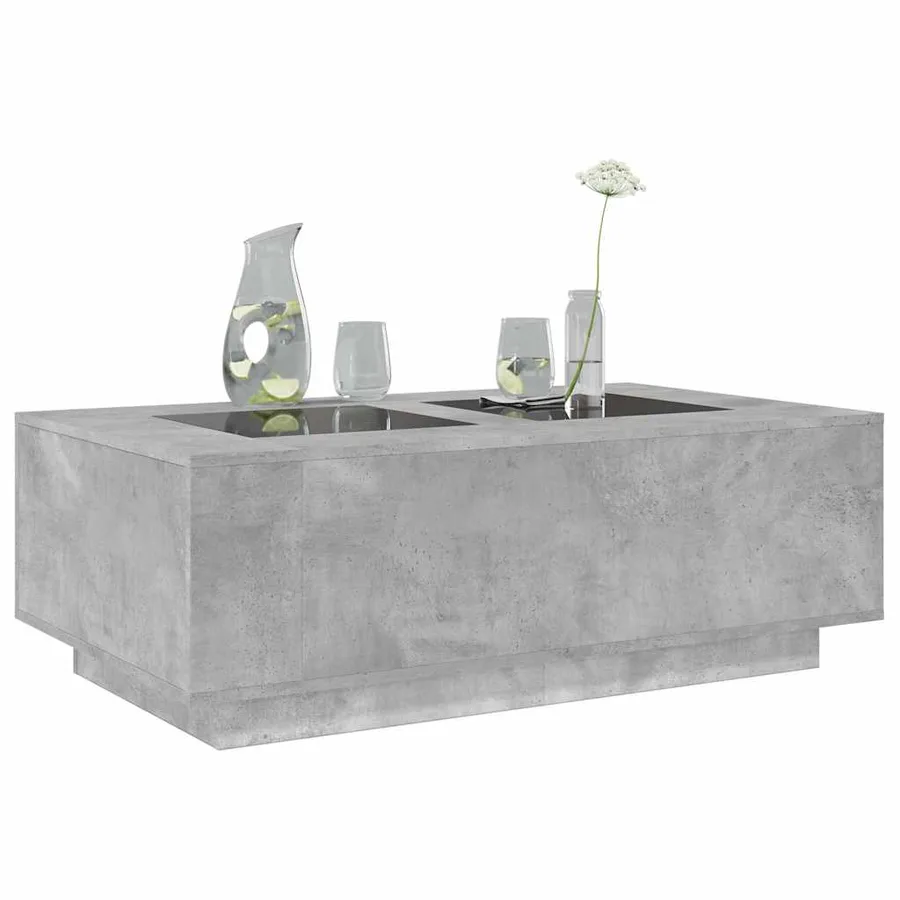 Table basse avec LED infini gris béton 116x69x40 cm - 5