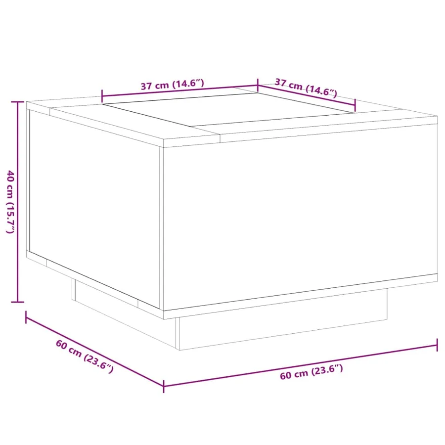 Table basse avec LED blanc 60x60x40 cm bois d'ingénierie - 13