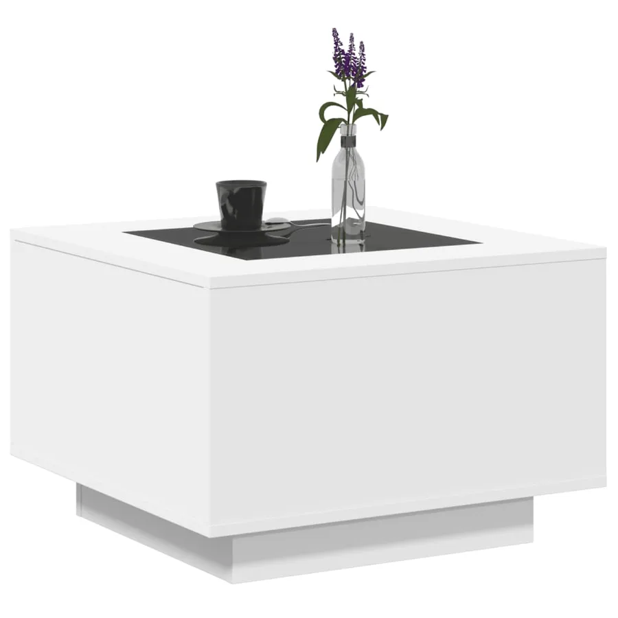 Table basse avec LED blanc 60x60x40 cm bois d'ingénierie - 5