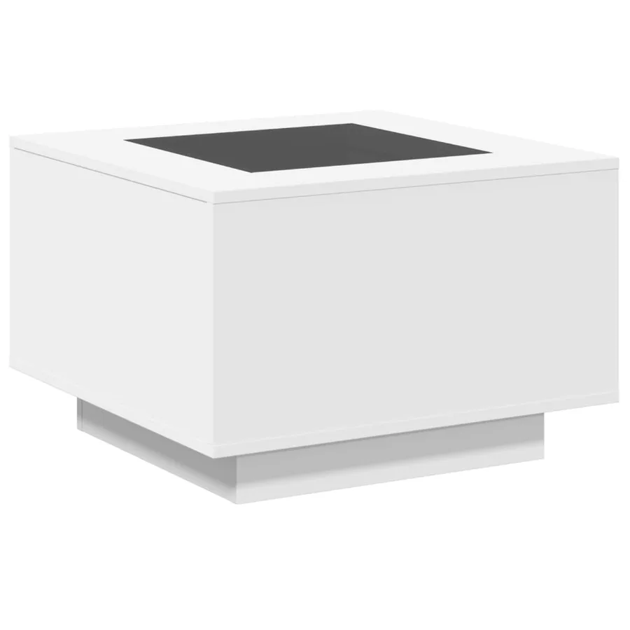 Table basse avec LED blanc 60x60x40 cm bois d'ingénierie - 8