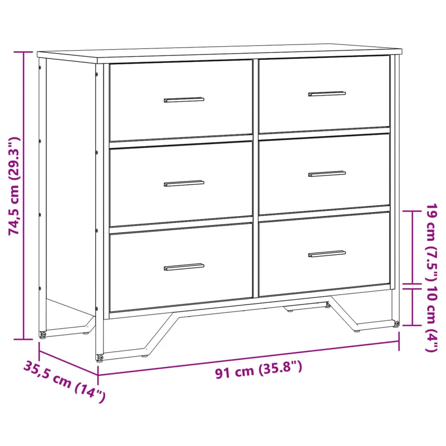 Commode chêne fumé 91x35,5x74,5 cm bois d'ingénierie - 10