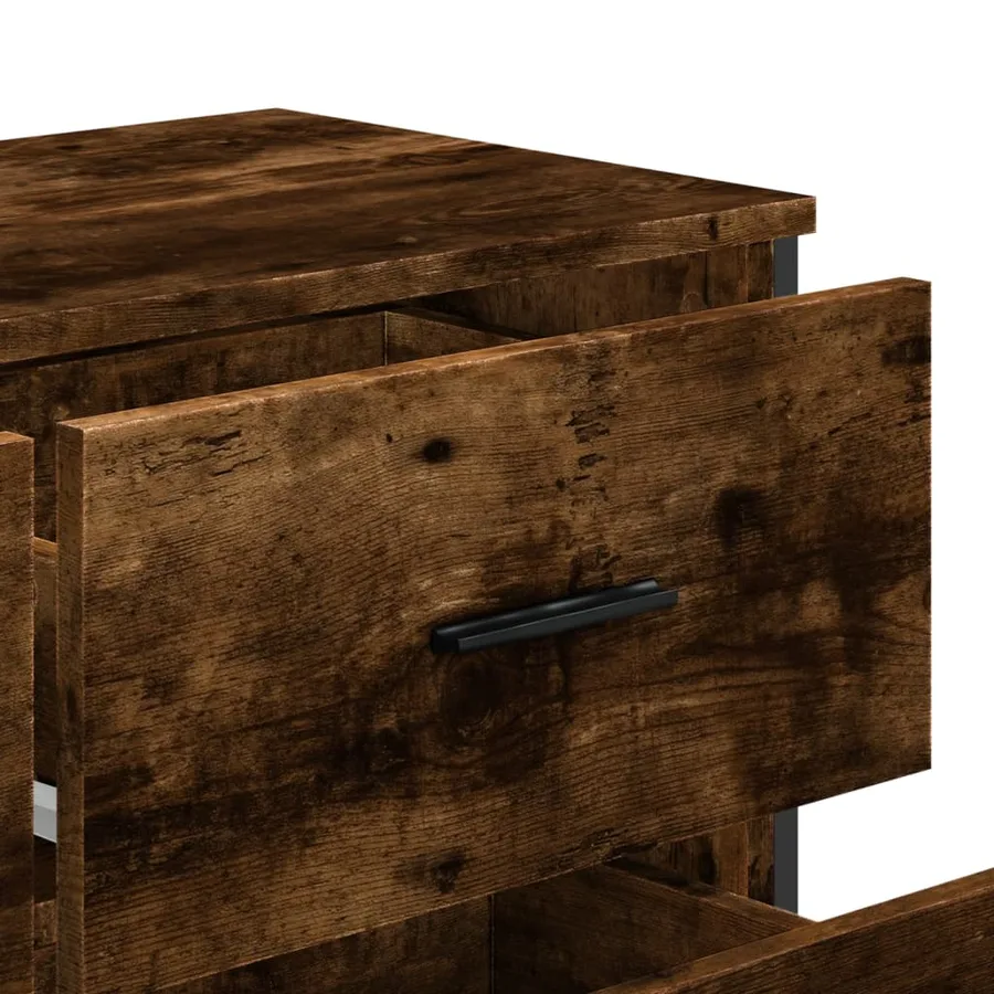 Commode chêne fumé 91x35,5x74,5 cm bois d'ingénierie - 8