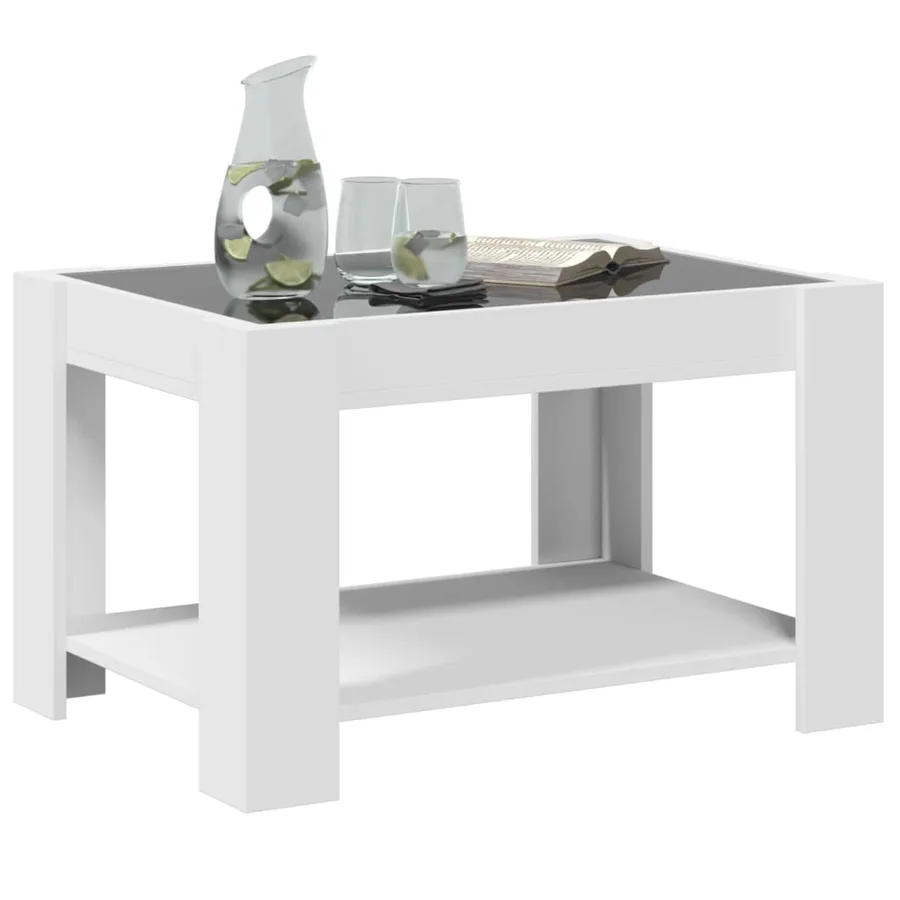 Table basse avec LED blanc 73x53x45 cm bois d'ingénierie - 5