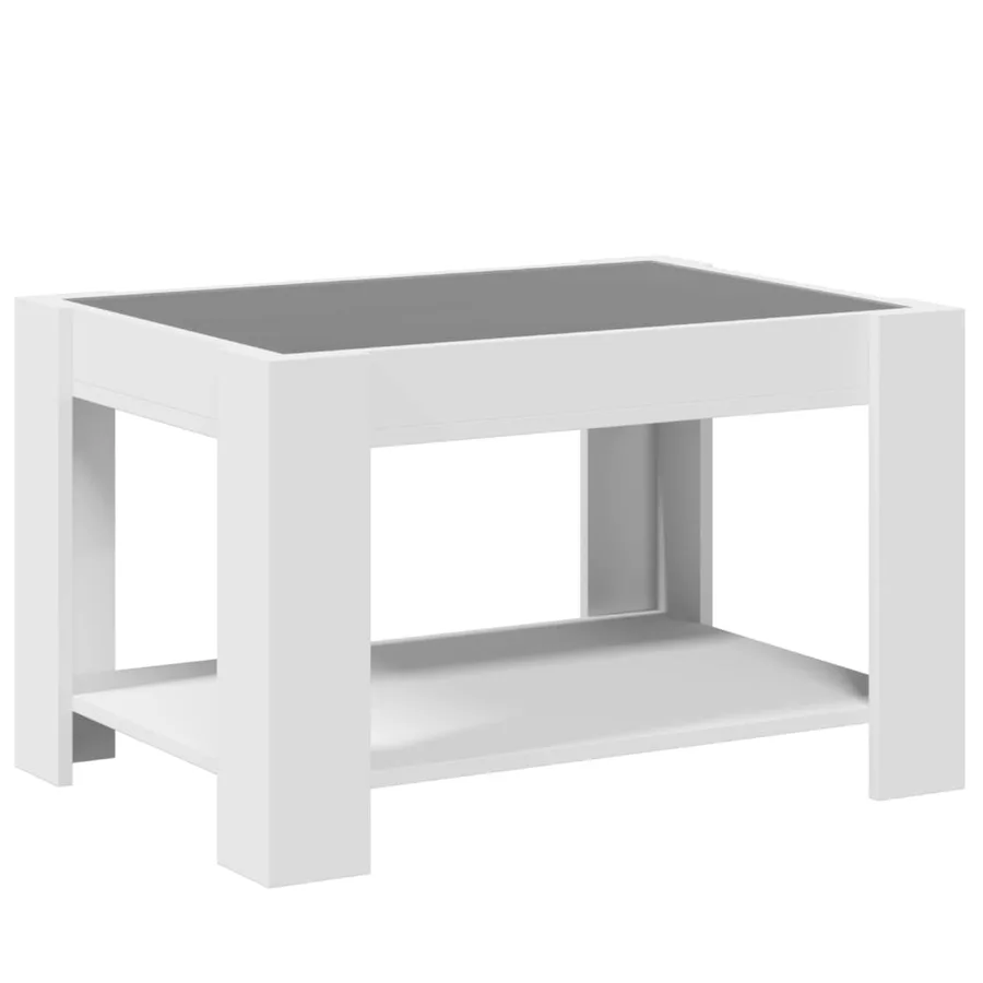 Table basse avec LED blanc 73x53x45 cm bois d'ingénierie - 8