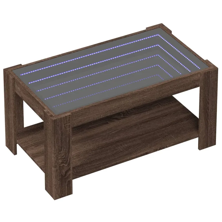 Table basse avec LED chêne marron 93x53x45 cm bois d'ingénierie - 3